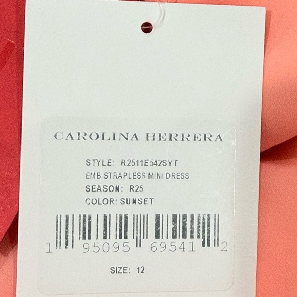 Carolina Herrera SZ 12 Embroidered Slub Cotton Mini Dress Resort 25’ Sunset NWT - Picture 13 of 16
